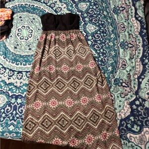 Strapless Geometric Maxi Dress